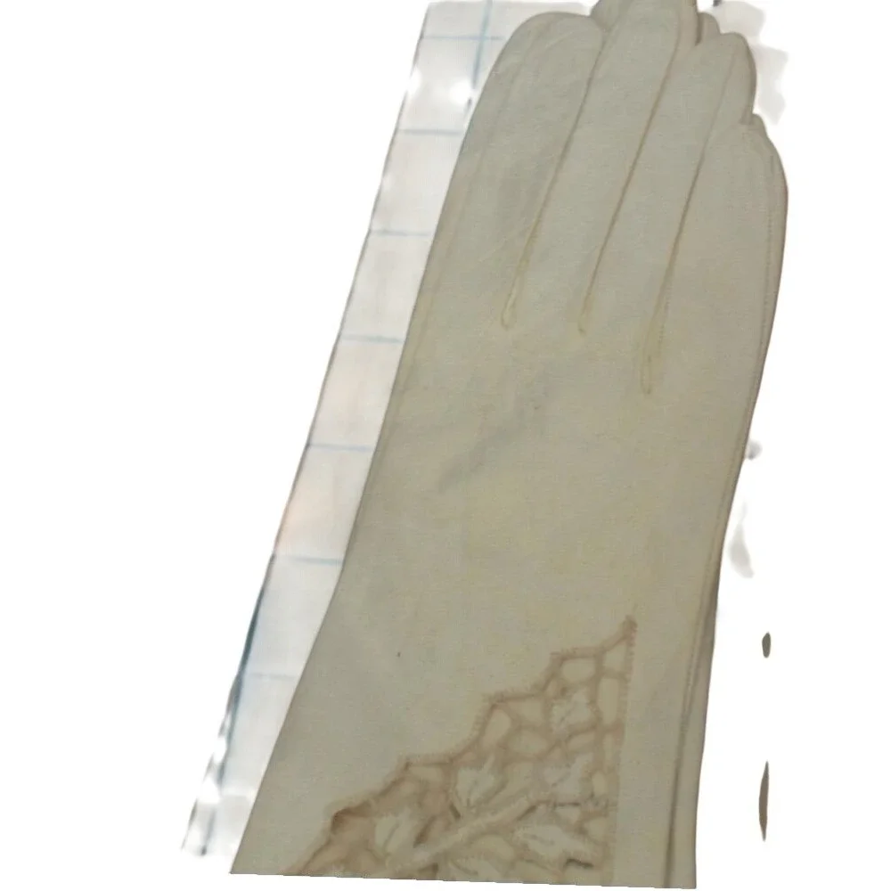 Vintage Aris Van Raalte Kidskin‎ Leather Gloves Lot 5 Pairs Ivory Cream Lace 7.5